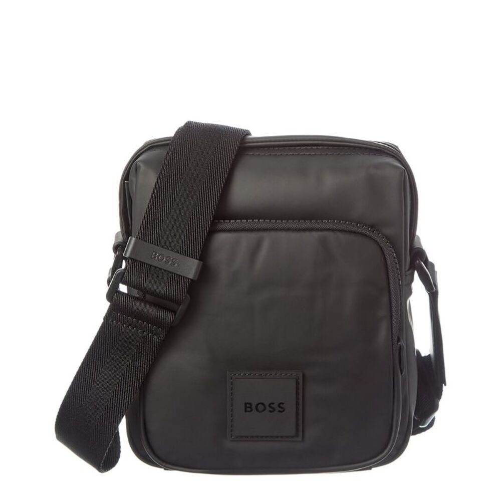 Hugo Boss Oryo Ns Zip Canvas Crossbody, Black